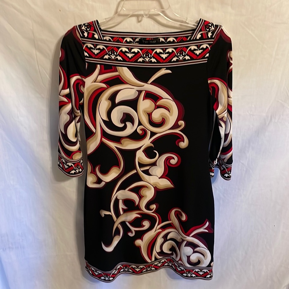 White House Black Market Women’s Black Floral Midcalf Dress Size XS